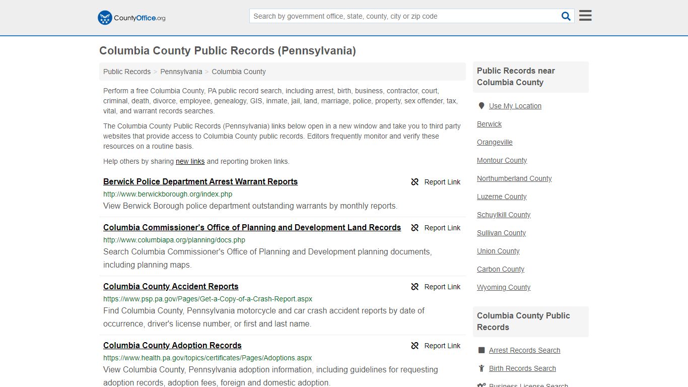 Public Records - Columbia County, PA (Business, Criminal ...