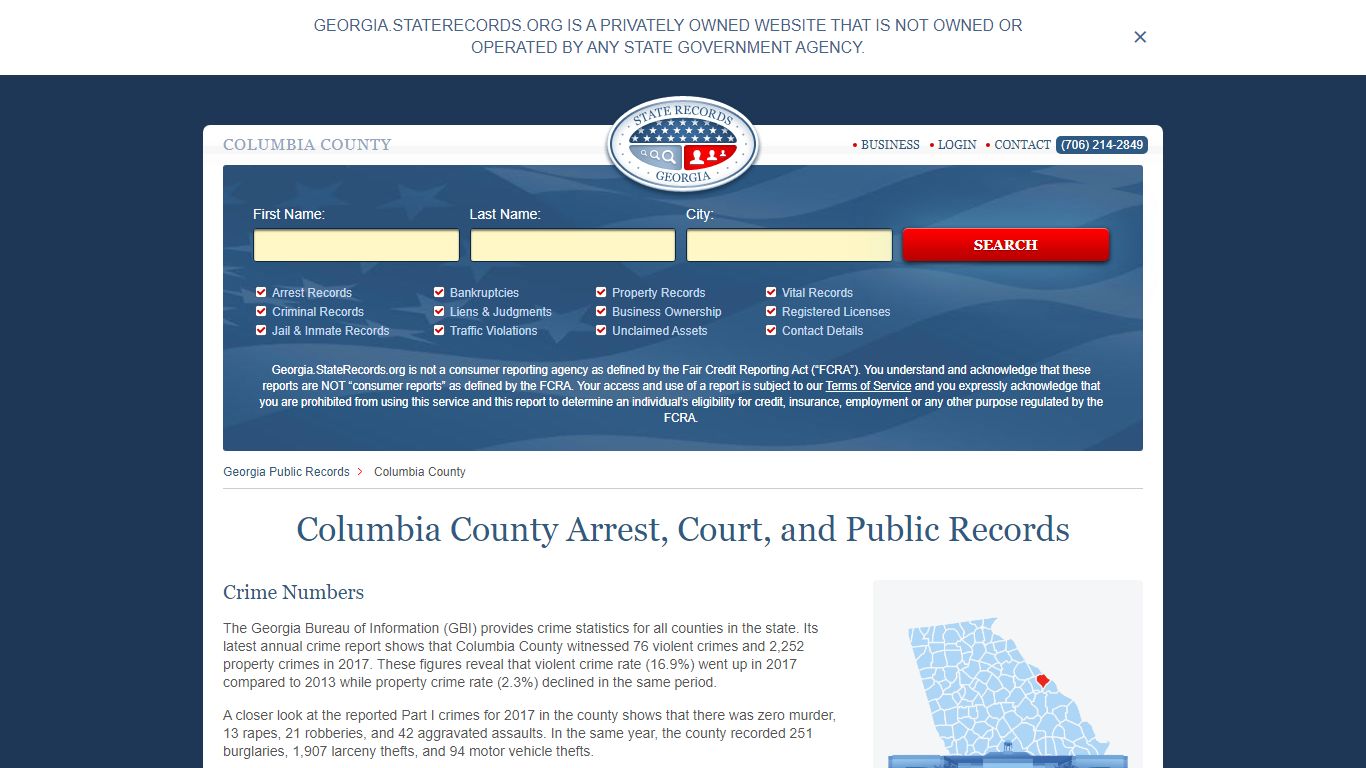 Columbia County Arrest, Court, and Public Records