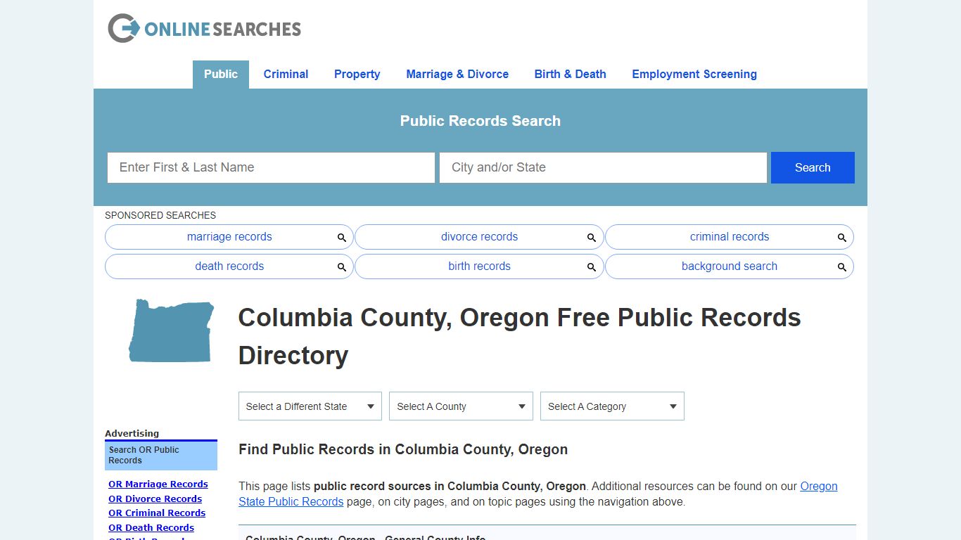 Columbia County, Oregon Public Records Directory