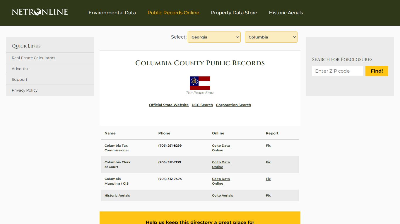 Columbia County Public Records - NETR Online • Columbia