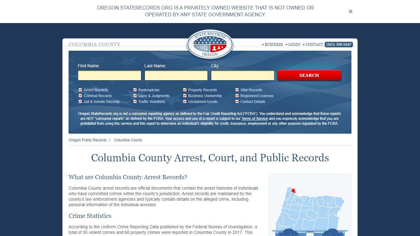 Columbia County Arrest, Court, and Public Records